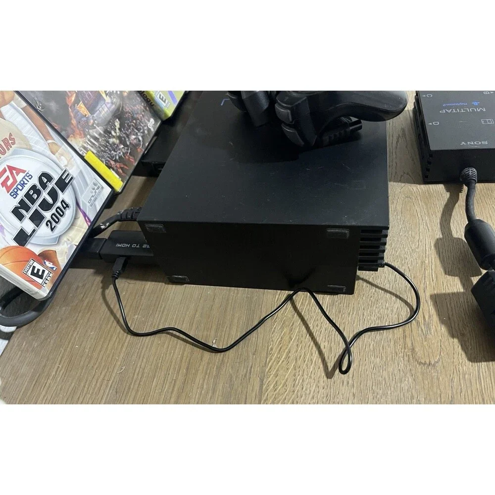Sony PS2 Fat Console Bundle Lot WORKING W/ HDMI Adapter MultiTap 3 Games Control